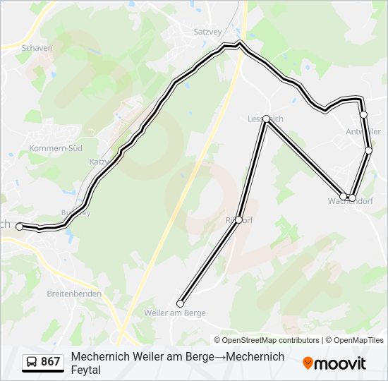 867 Bus Line Map