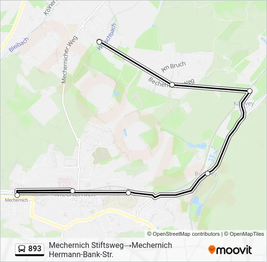 Автобус 893: карта маршрута