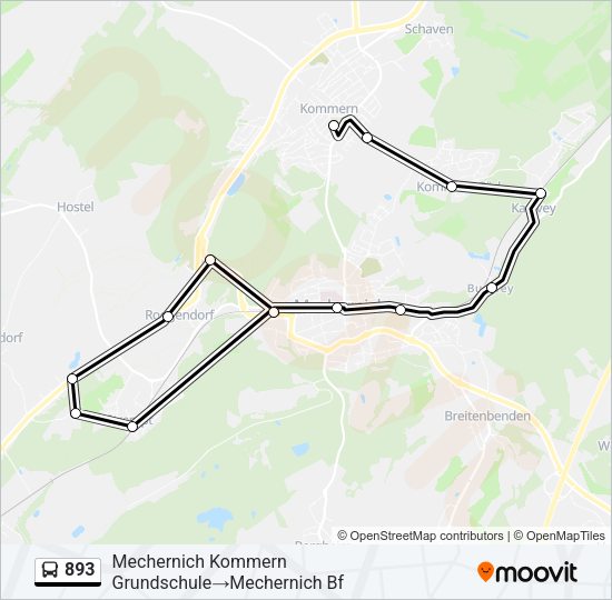 Автобус 893: карта маршрута