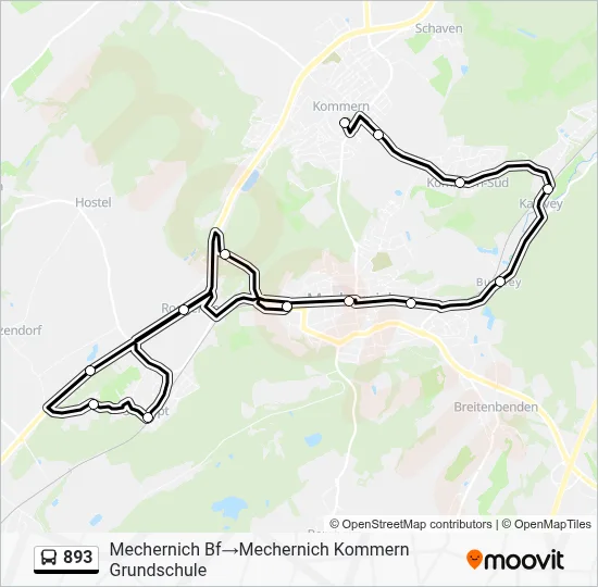 893 Bus Line Map