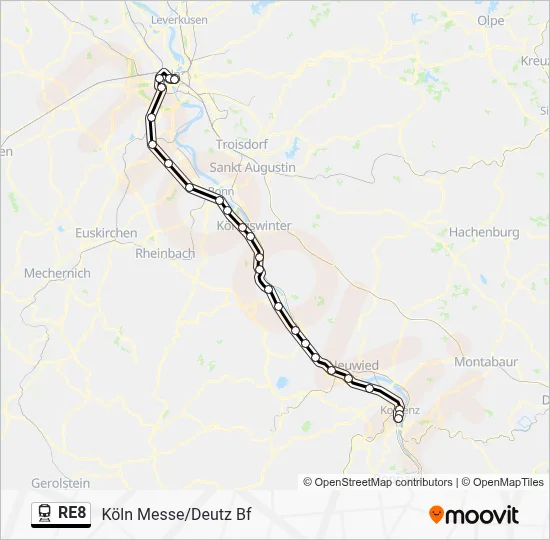 Bahnlinie RE8 Karte