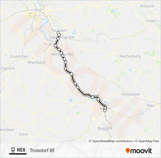 RE8 Train Line Map