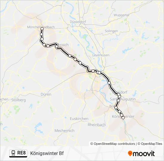 Bahnlinie RE8 Karte