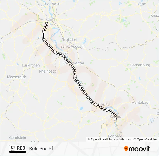 Bahnlinie RE8 Karte