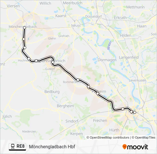 Bahnlinie RE8 Karte