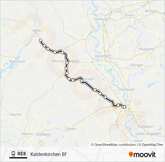 Bahnlinie RE8 Karte