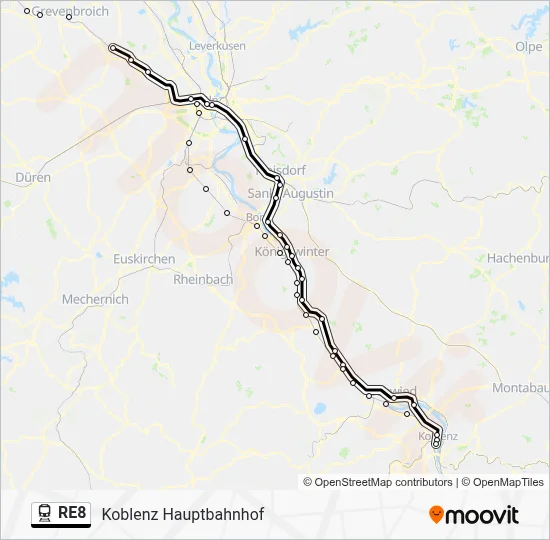 Bahnlinie RE8 Karte