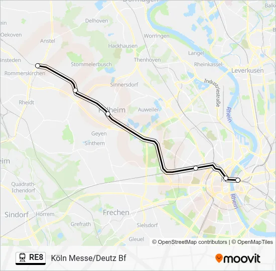 Bahnlinie RE8 Karte