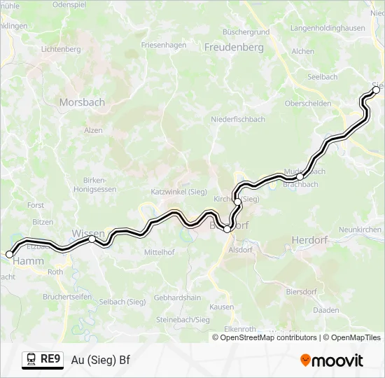 RE9 Train Line Map
