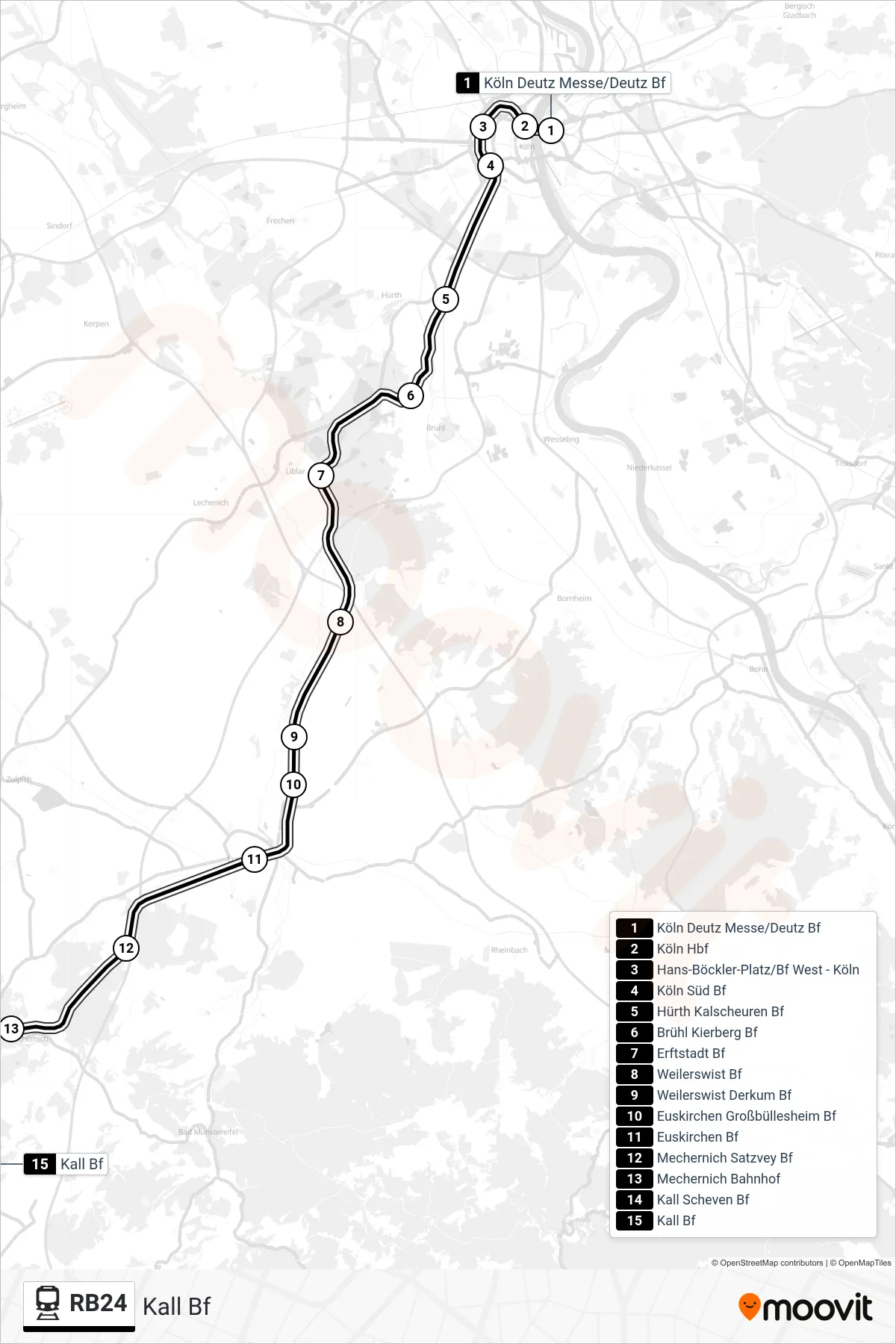 Linie RB24 (Bahn) Richtung Kall Bf: Route und Haltestellen auf der Karte