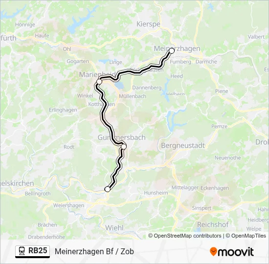 Bahnlinie RB25 Karte