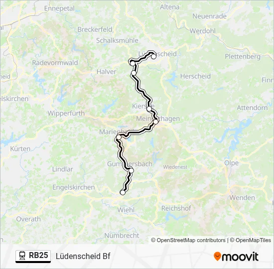Bahnlinie RB25 Karte
