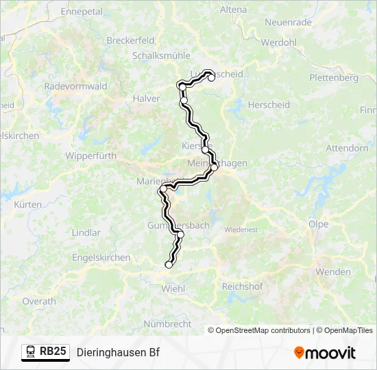 Bahnlinie RB25 Karte