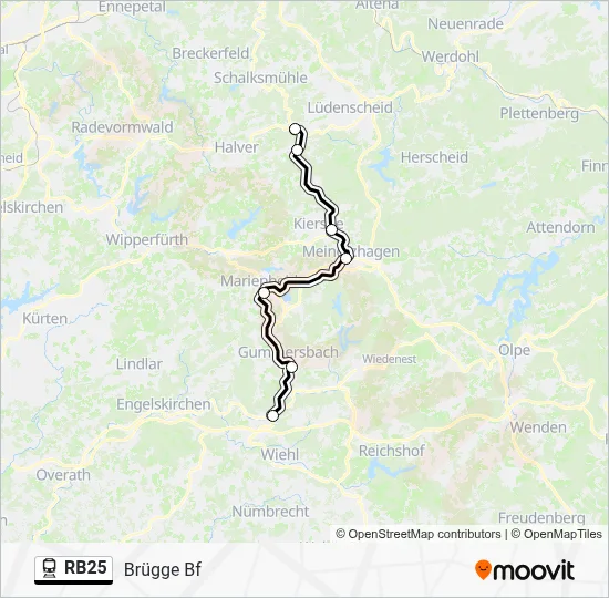 Bahnlinie RB25 Karte