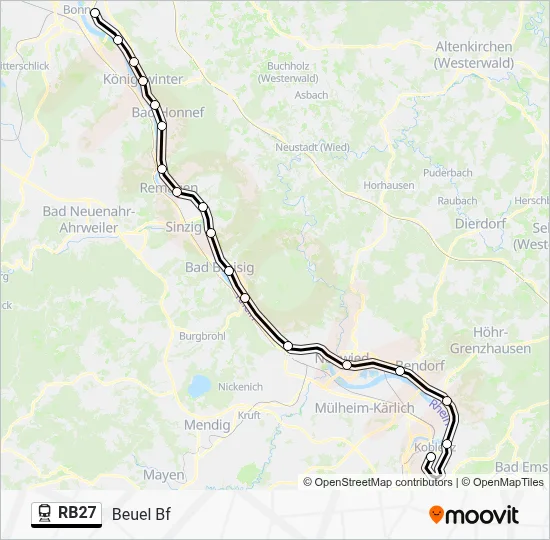 Bahnlinie RB27 Karte