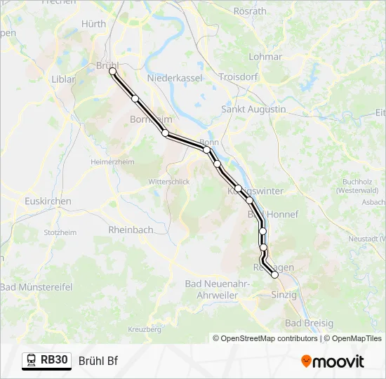 Bahnlinie RB30 Karte