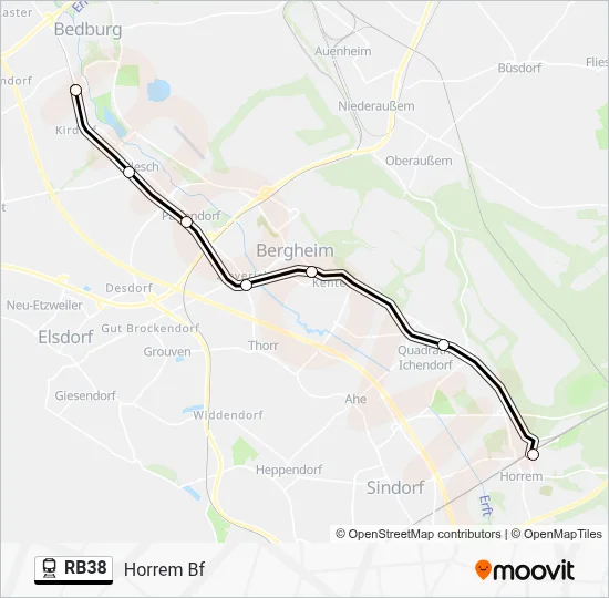 Bahnlinie RB38 Karte