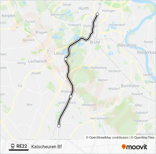 RE22 Train Line Map