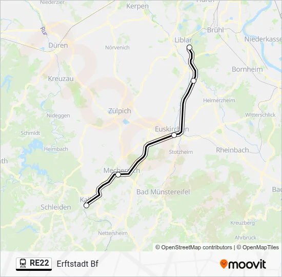 RE22 Train Line Map