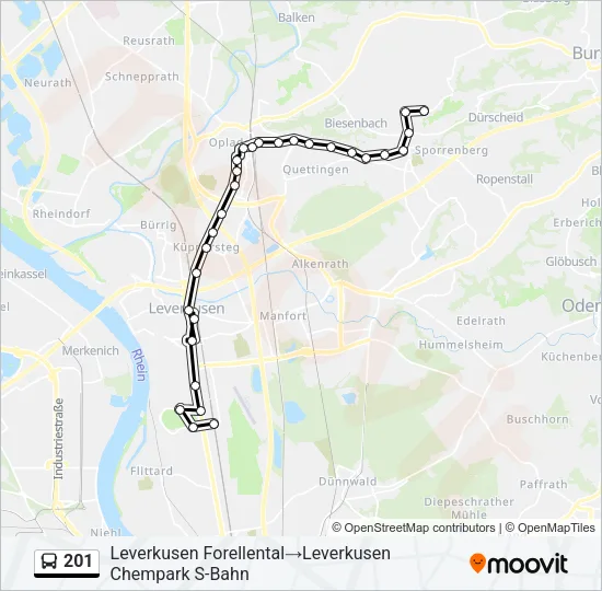201 Bus Line Map