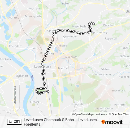 Buslinie 201 Karte