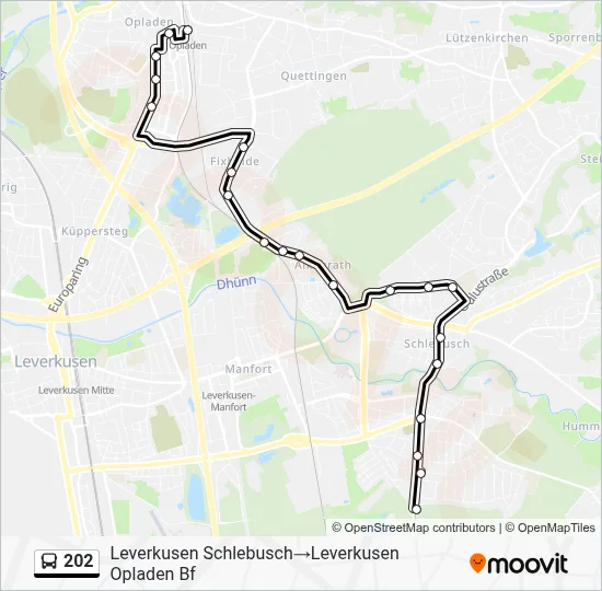 Buslinie 202 Karte
