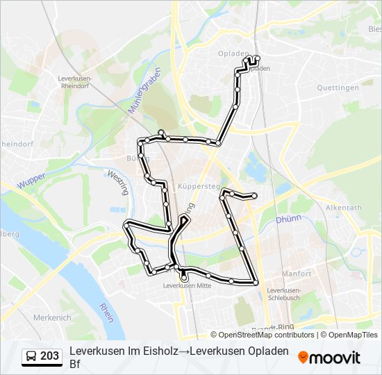 203 bus Line Map