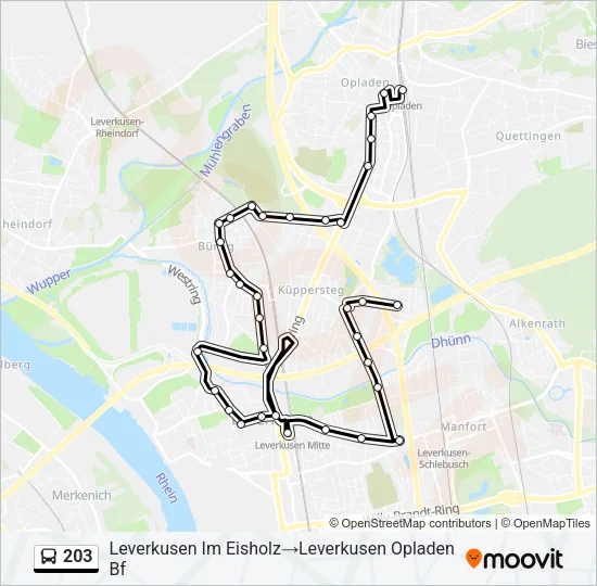 203 Bus Line Map