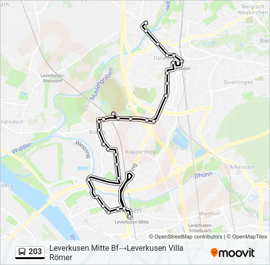 203 Bus Line Map
