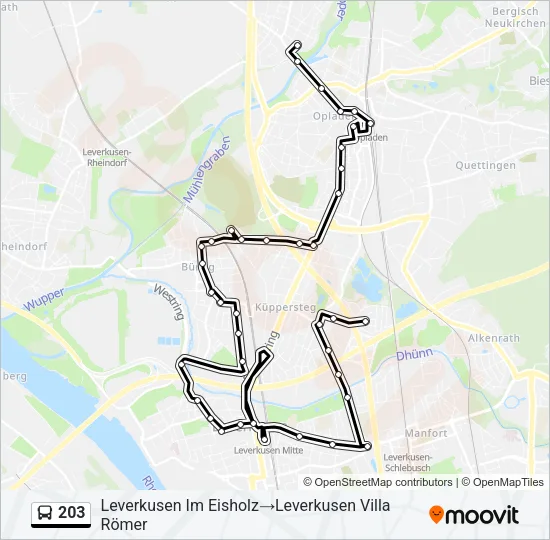203 Bus Line Map