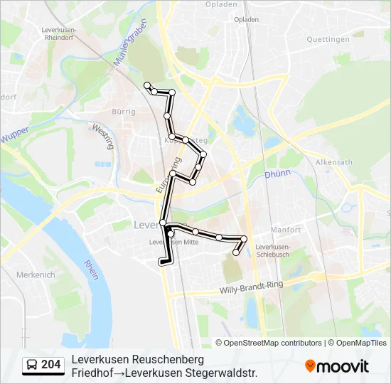 204 Bus Line Map