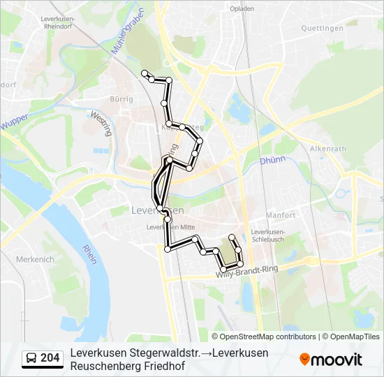 204 Bus Line Map