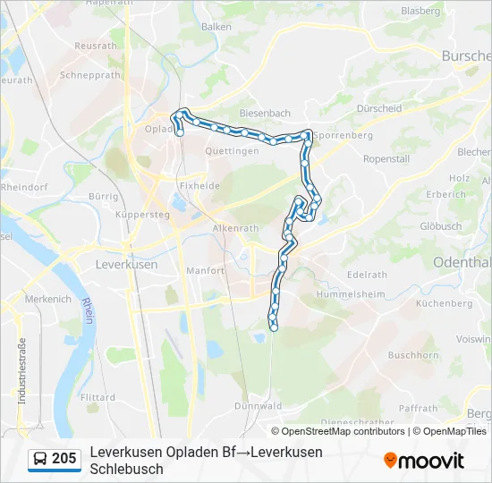 205 Bus Line Map