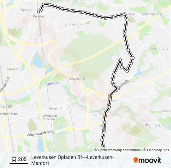 205 Bus Line Map