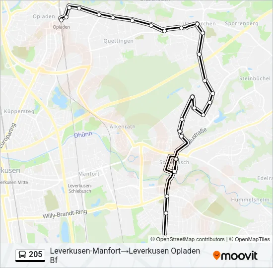 205 Bus Line Map