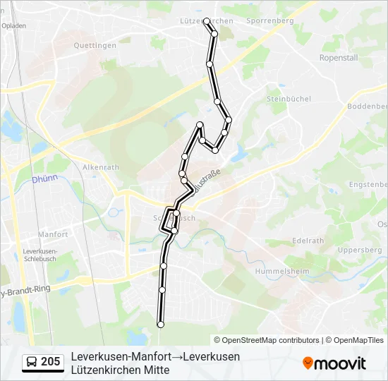205 Bus Line Map