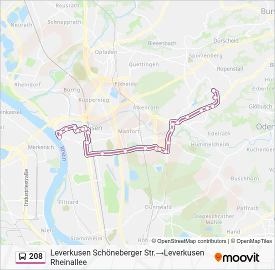 208 Bus Line Map