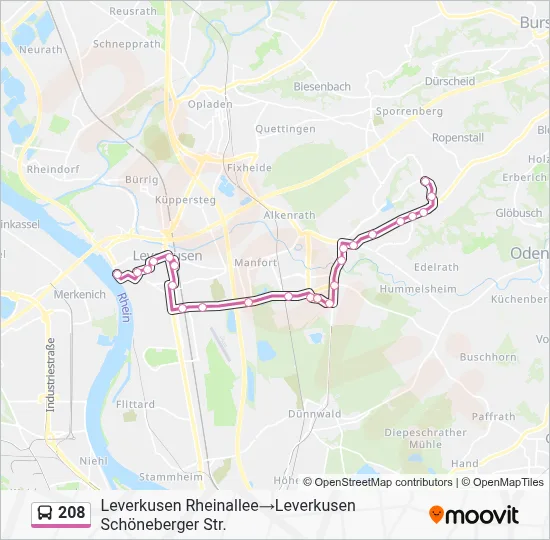 208 Bus Line Map