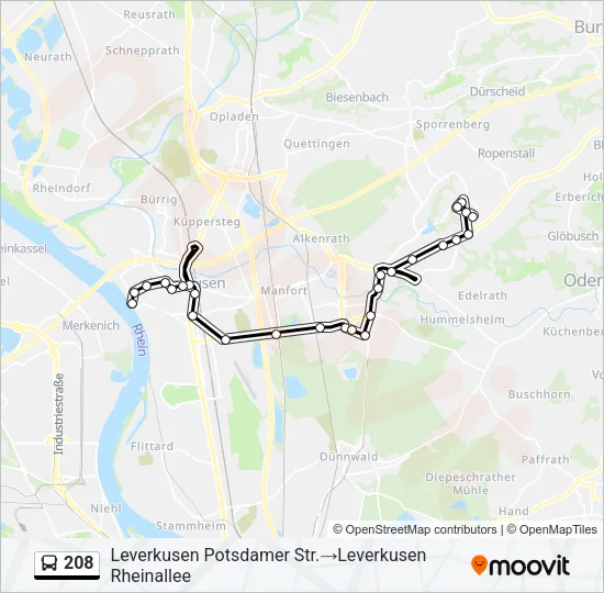 208 Bus Line Map