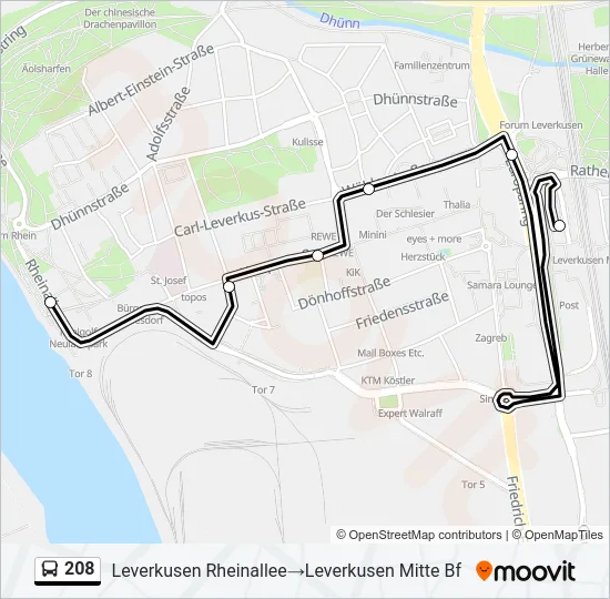 Buslinie 208 Karte