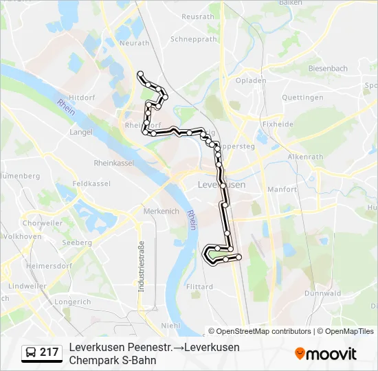 Buslinie 217 Karte
