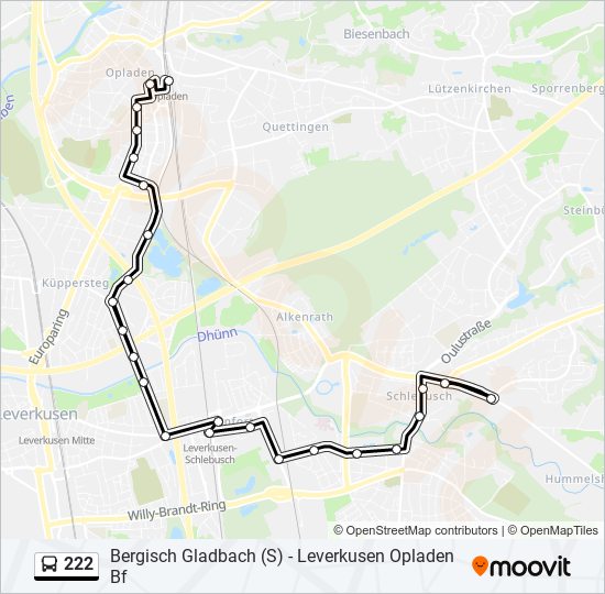 222 bus Line Map