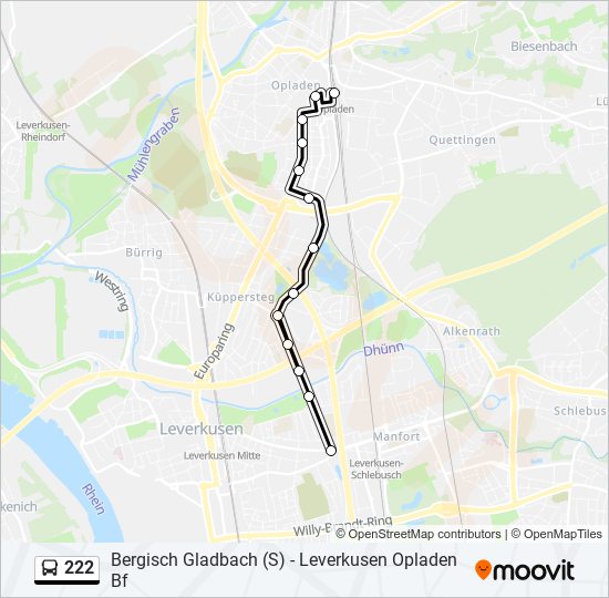 222 bus Line Map