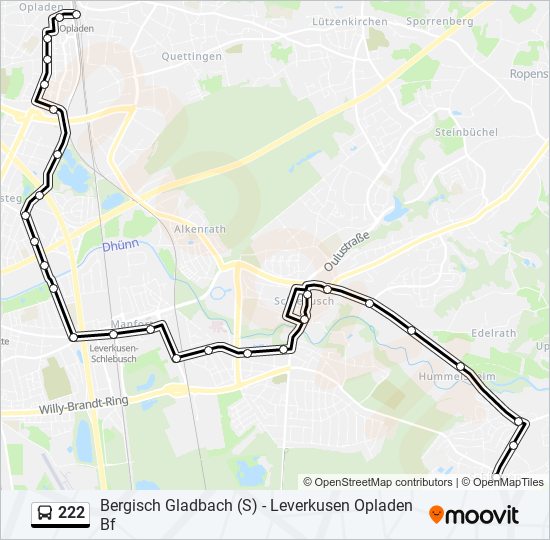 222 bus Line Map