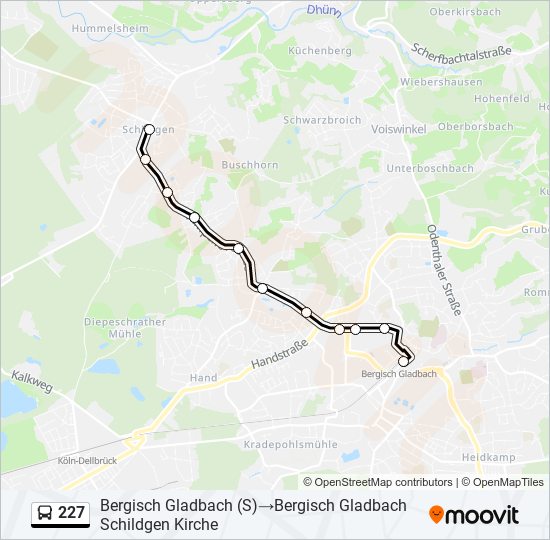 227 bus Line Map