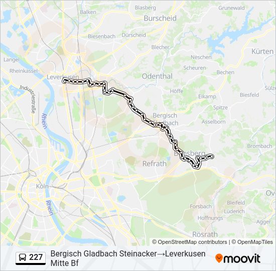 227 bus Line Map