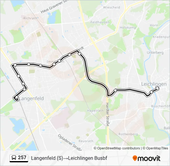 Buslinie 257 Karte