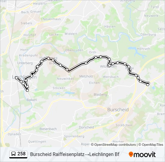 258 bus Line Map