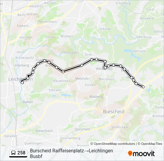 Buslinie 258 Karte