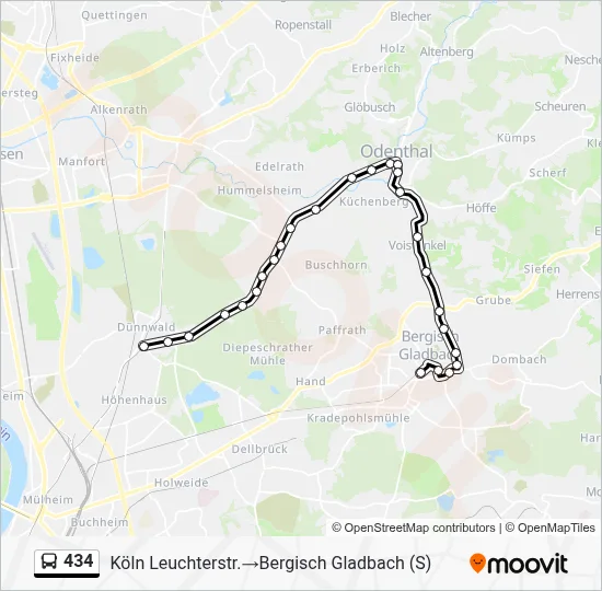 434 Bus Line Map